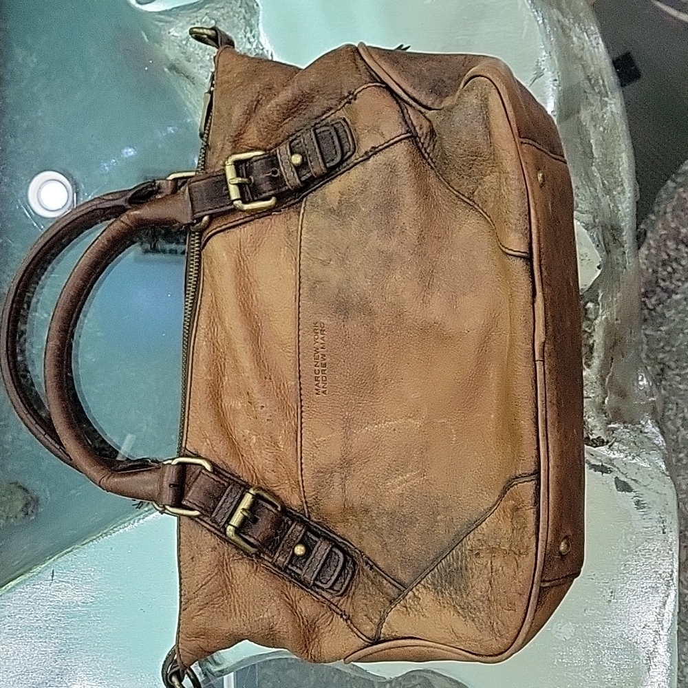 Marc New York Andrew Marc Vintage Boho Buckle Zipper Leather Bag Satchel Euc